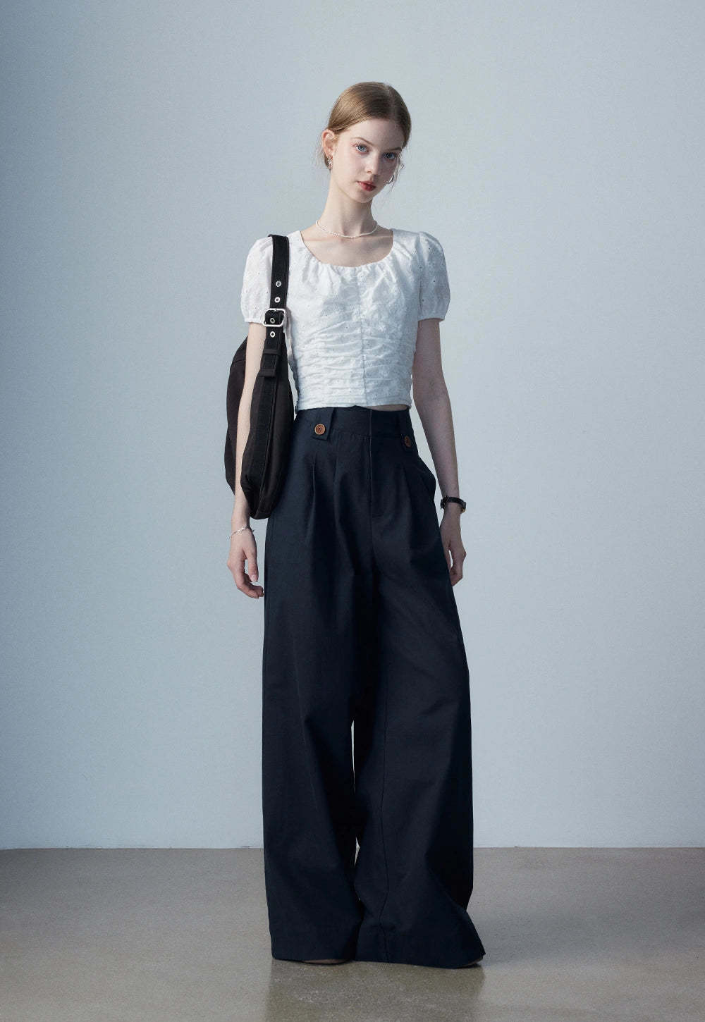 Women's White Eyelet Puff Sleeve Top