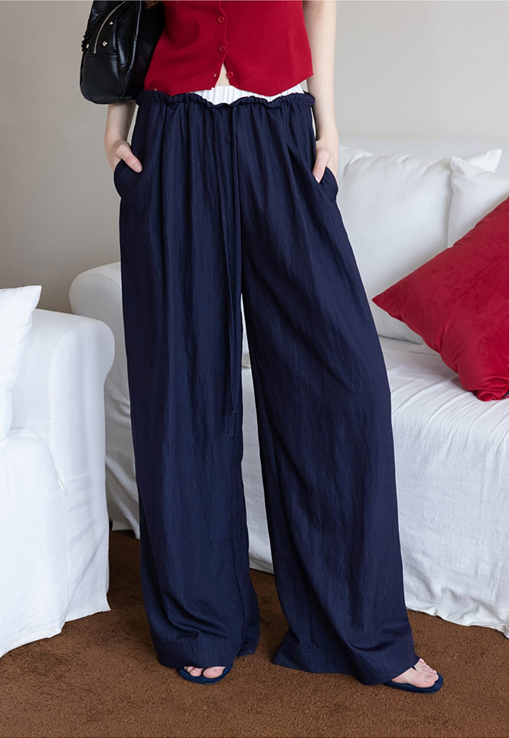 Relaxed Fit Crinkle Pants