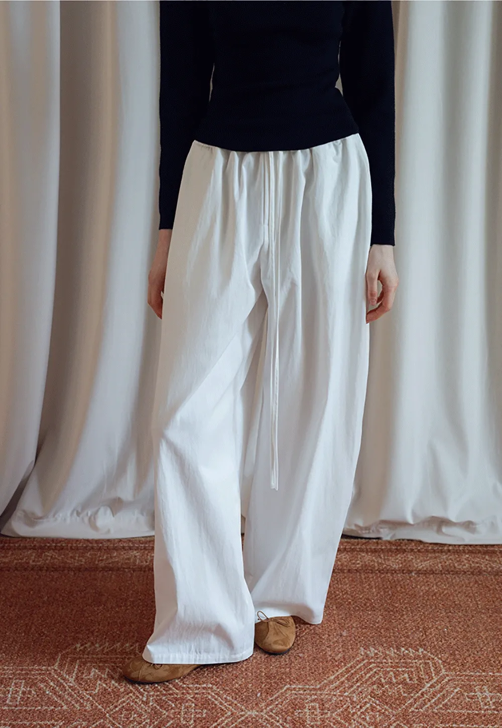 Women's Drawstring Wide-Leg Pants