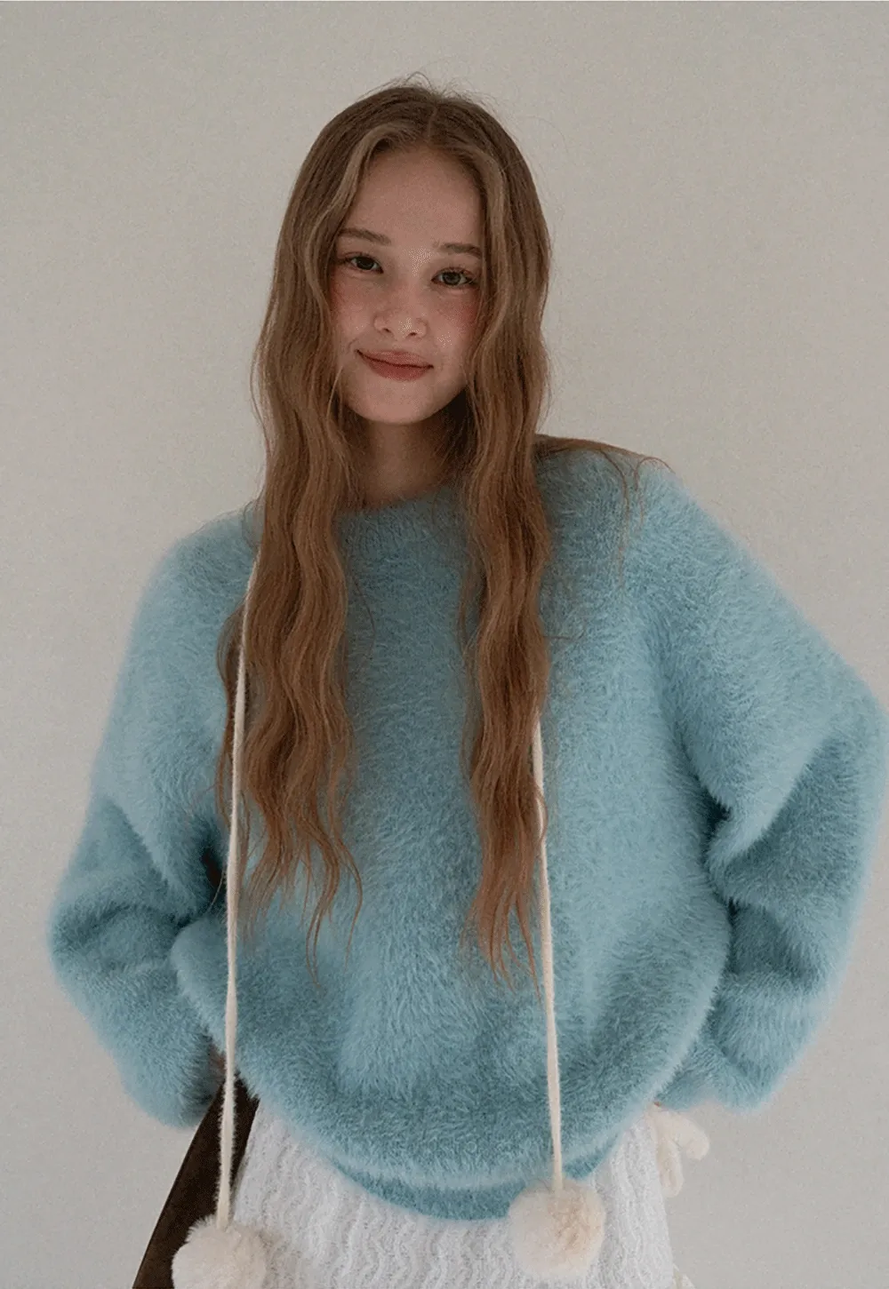 Womens Fluffy Long Sleeve Sweater