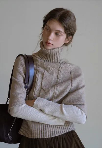 Women’s Ribbed Knit Turtleneck Sweater Top