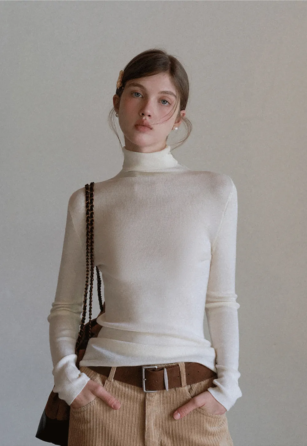Ribbed Turtleneck Top