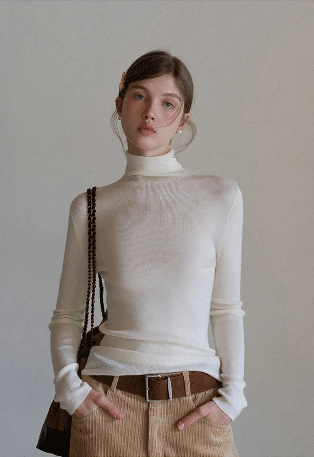 Ribbed Turtleneck Top