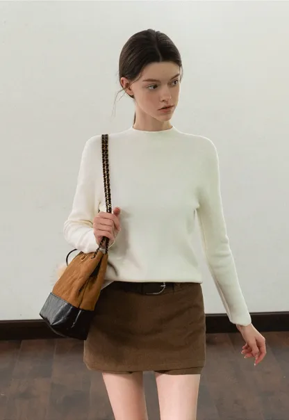 Women Soft Long Sleeve Crew Neck Sweater