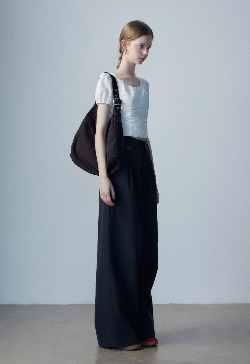 Women's White Eyelet Puff Sleeve Top