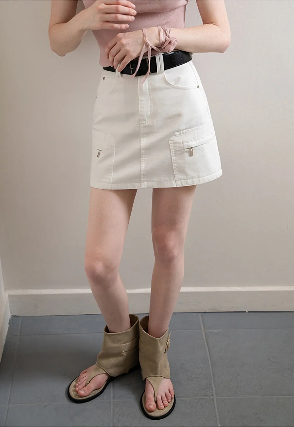 Women's High-Waist A-Line Mini Jean Skirt
