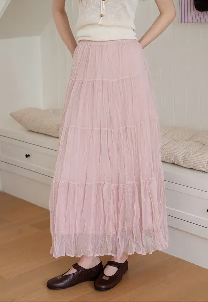 Tiered Crinkled Maxi Skirt