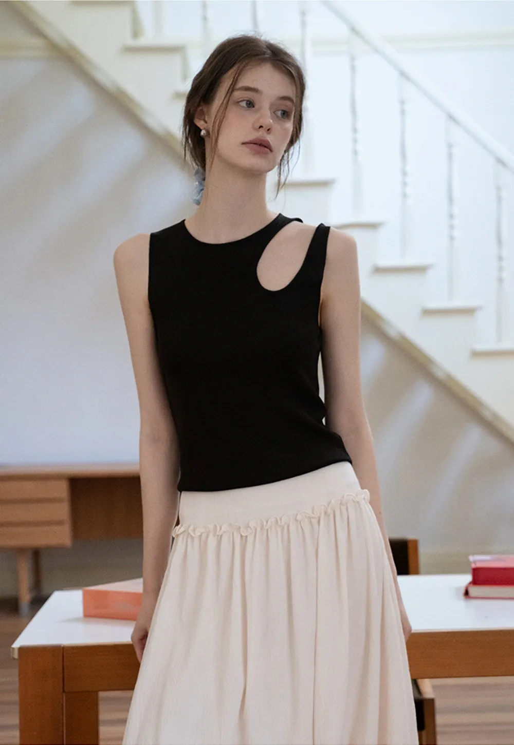 Asymmetric Cutout Knit Tank Top