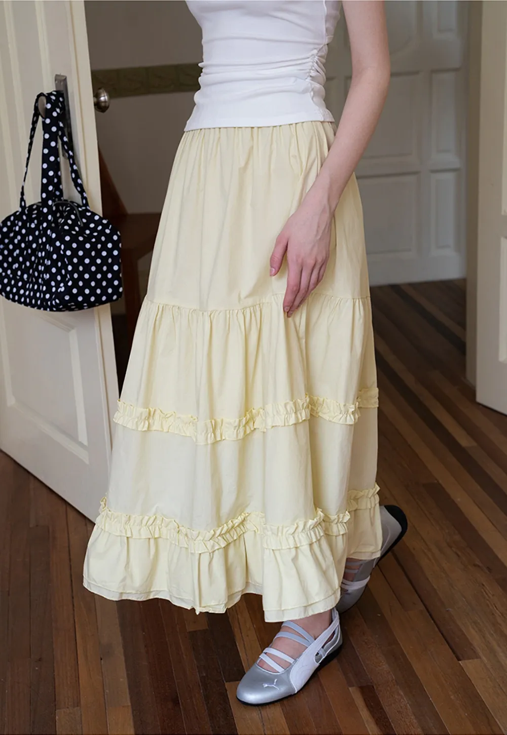 Tiered Ruffle Midi Skirt