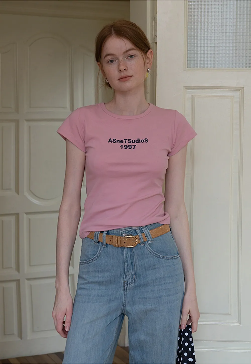 Slim Fit Contrast Letter Tee for Women