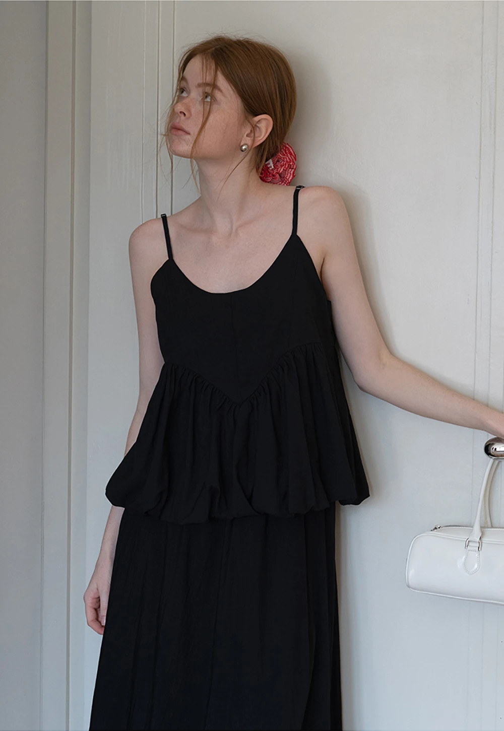 Women's V-Neck Peplum Cami Top with Empire Waist