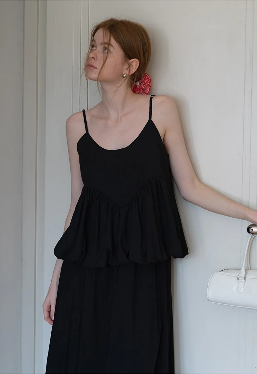 Women's V-Neck Peplum Cami Top with Empire Waist