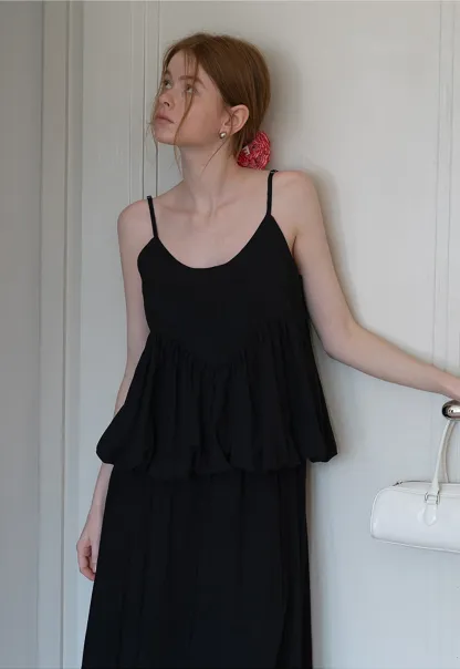 Women's V-Neck Peplum Cami Top with Empire Waist