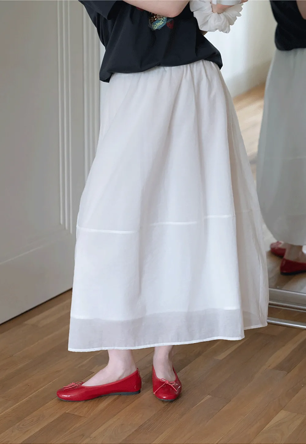 Women’s Elastic-Waist Flowy Midi Skirt