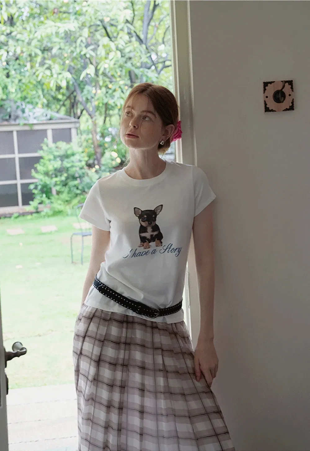 Artistic Dog Graphic Fitted Tee