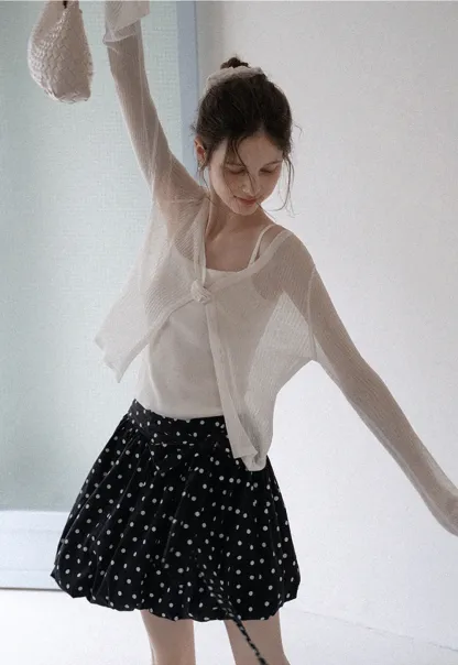 Women's Knit Cami and Sheer Cardigan Set