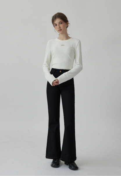 Women's Fleece-Lined Flare Denim Jeans