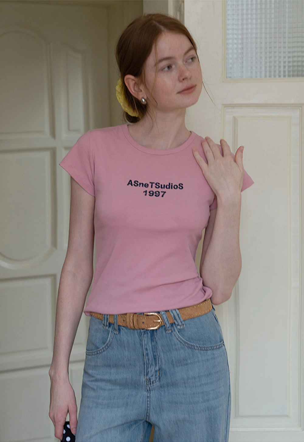 Slim Fit Contrast Letter Tee for Women