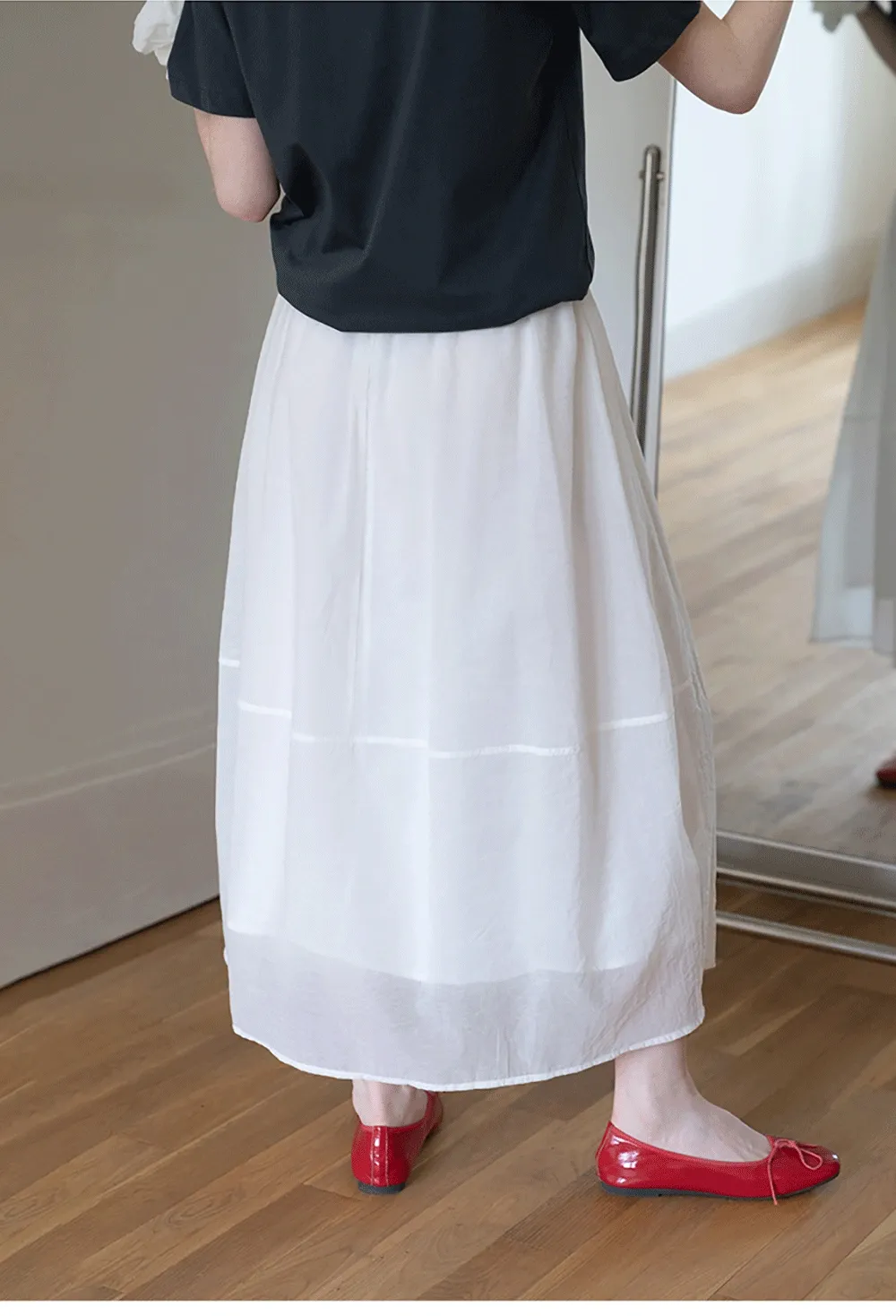 Women’s Elastic-Waist Flowy Midi Skirt