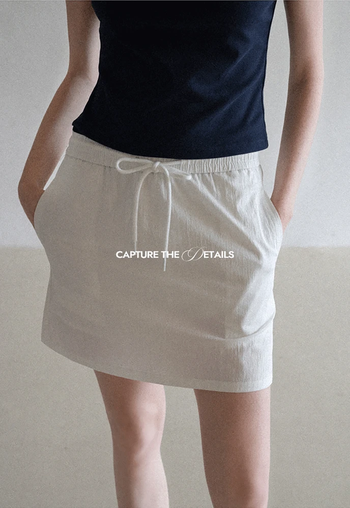 Women’s Drawstring Waist Cotton Mini Skirt