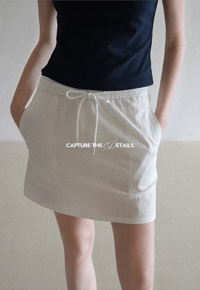 Women’s Drawstring Waist Cotton Mini Skirt