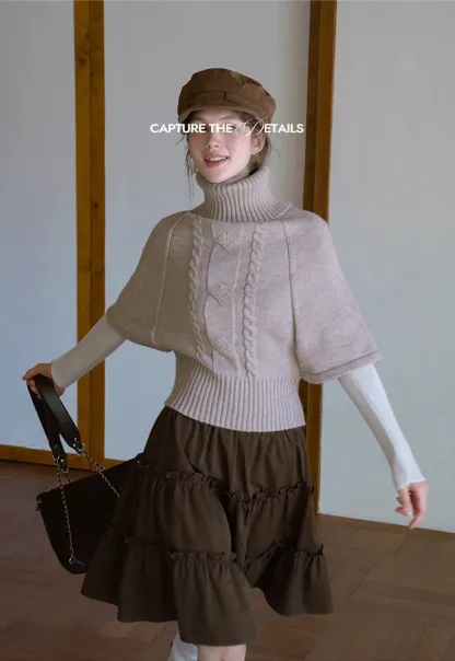 Women’s Ribbed Knit Turtleneck Sweater Top