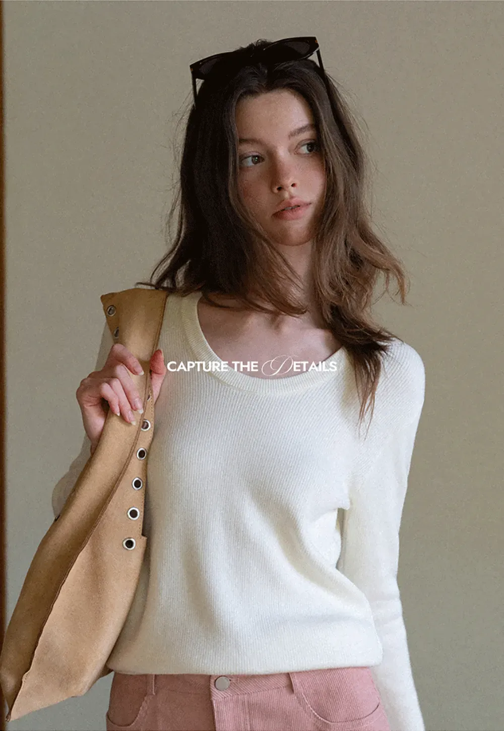 Ribbed Scoop Neck Long-Sleeve Top