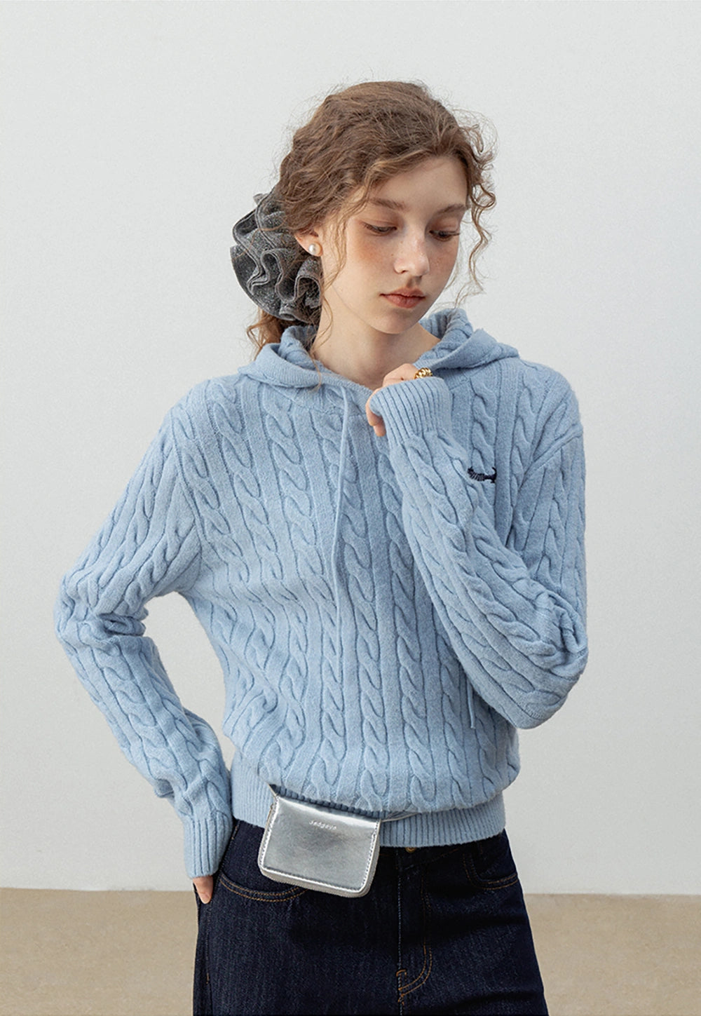 【BAON】[unisex] Araki Stripe Cable Hood Warmer Knit Women's Cable Knit Hoodie Sweater – EGGKA