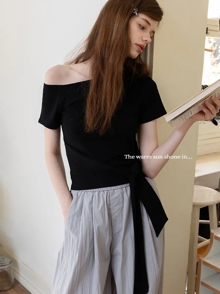 Off-Shoulder Top with Tie Waist
