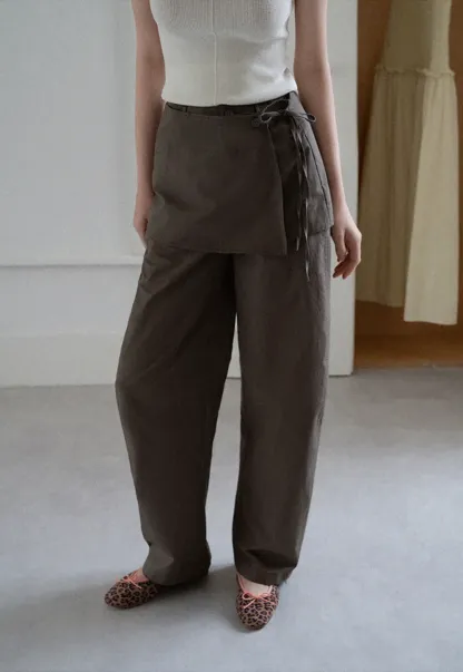 Women's Linen Pants with Detachable Flap