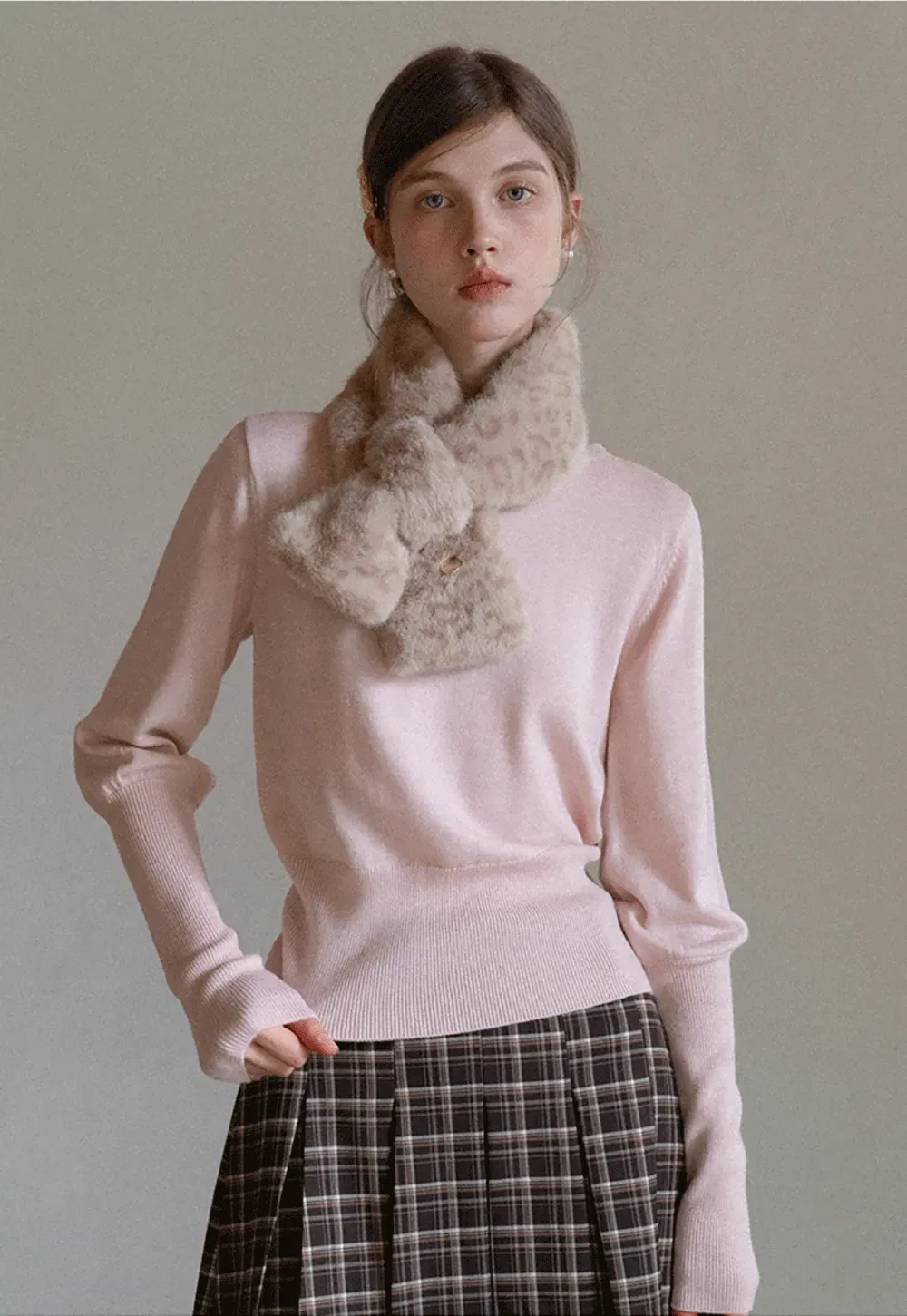 Casual Basic Knitwear, Classic Round Neck Long Sleeve Top