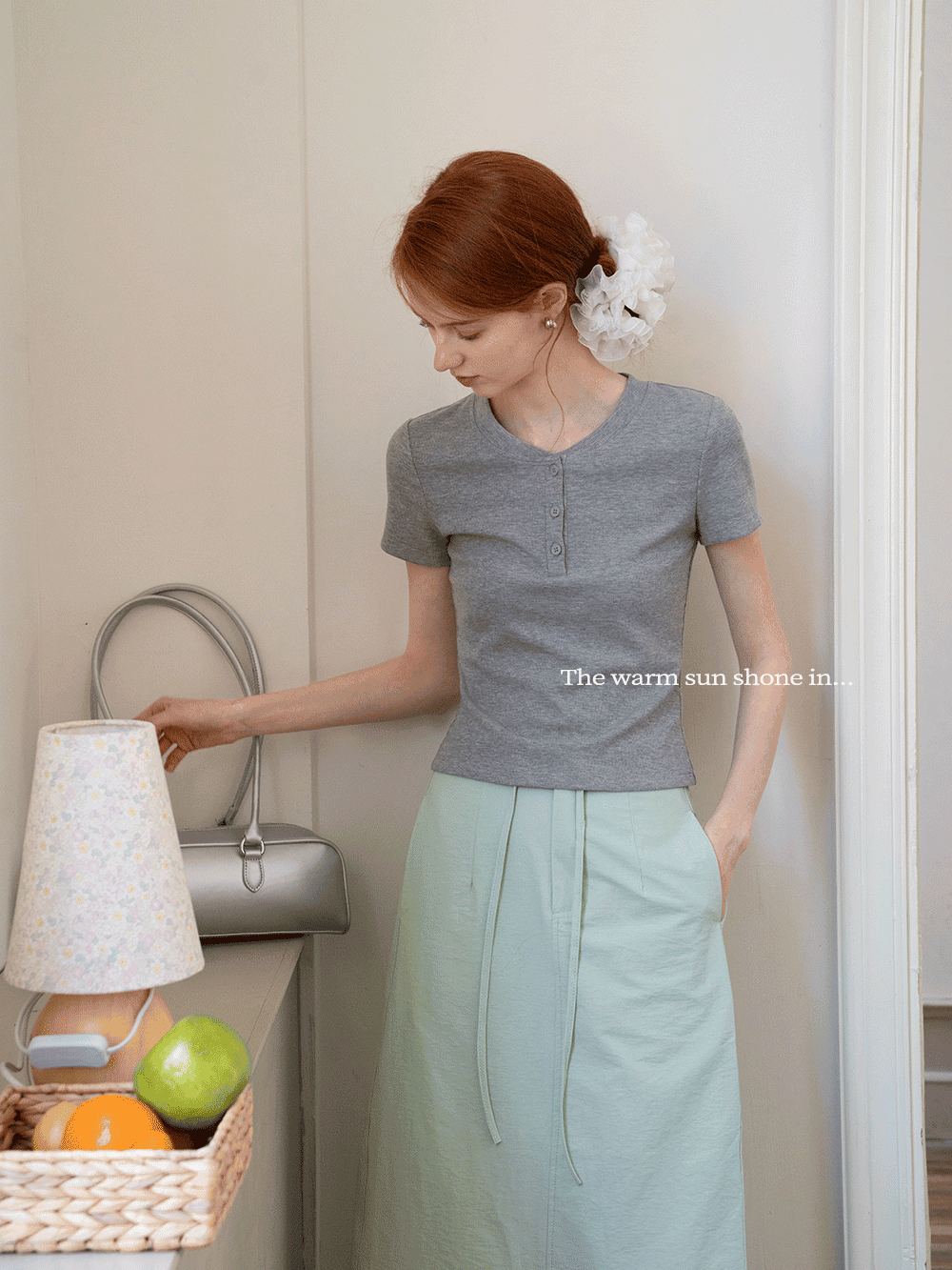 Women’s Ribbed Button Neck T-Shirt