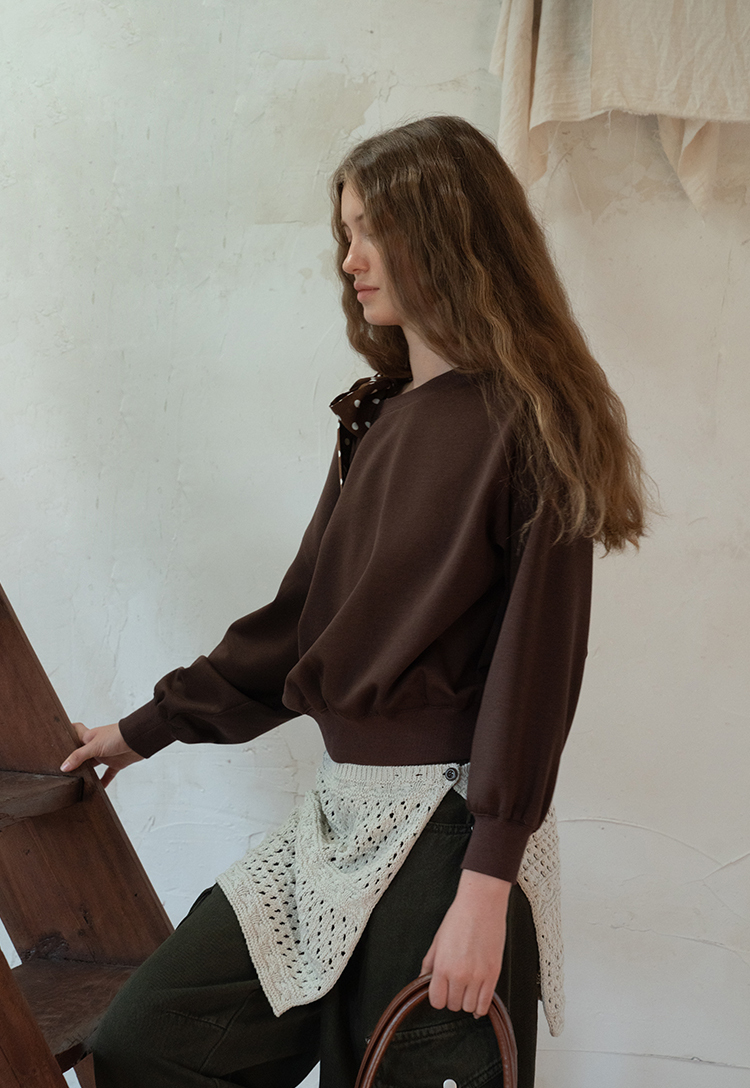 Women Tie-Front Loose One-Shoulder Sweatshirt