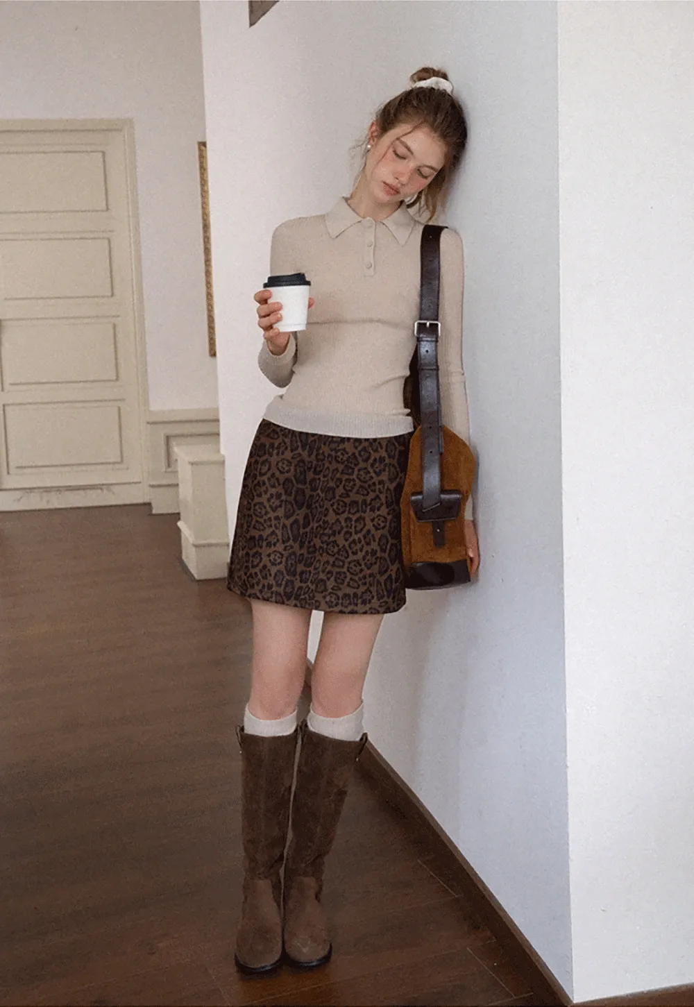 Ribbed Knit Collared Pullover Top