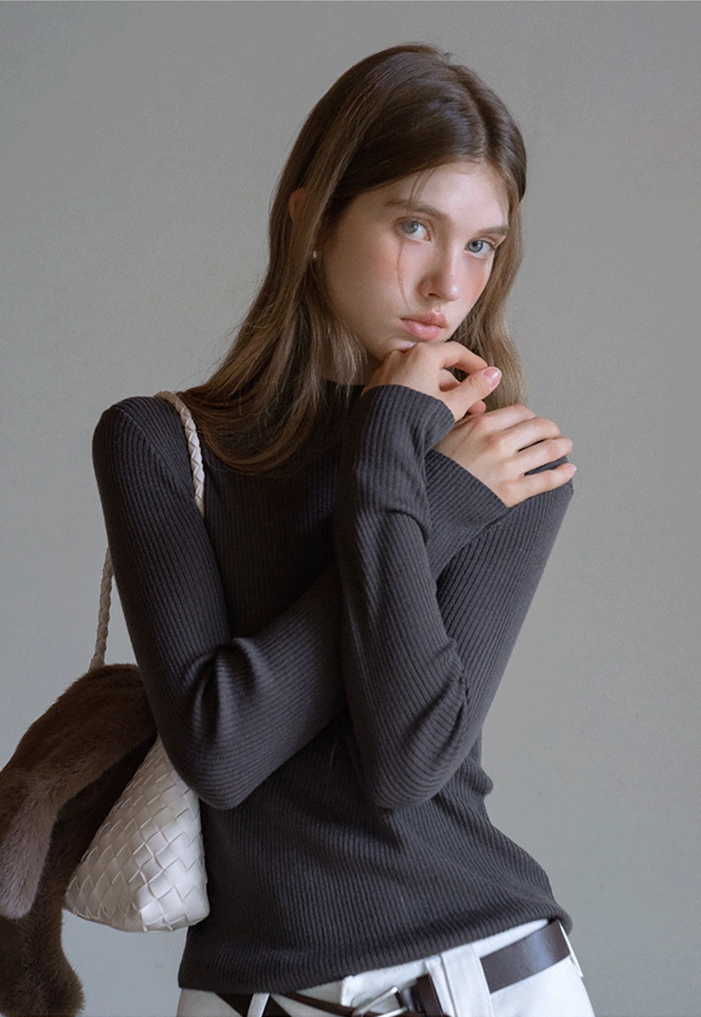 Women’s Ribbed Knit Turtleneck Sweater Top