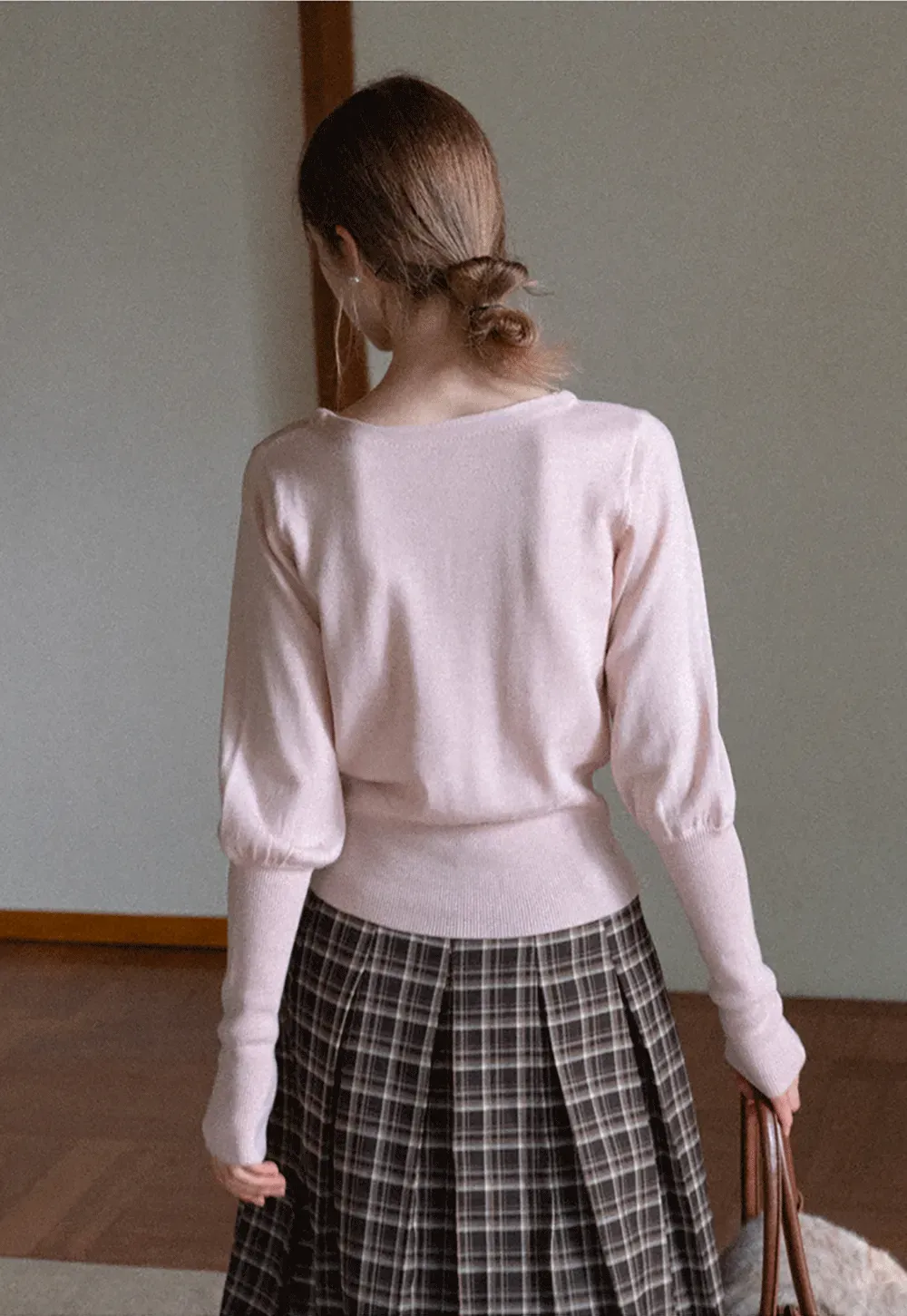 Casual Basic Knitwear, Classic Round Neck Long Sleeve Top