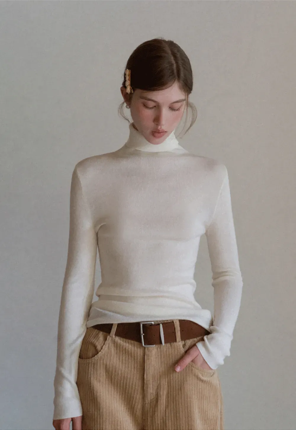 Ribbed Turtleneck Top