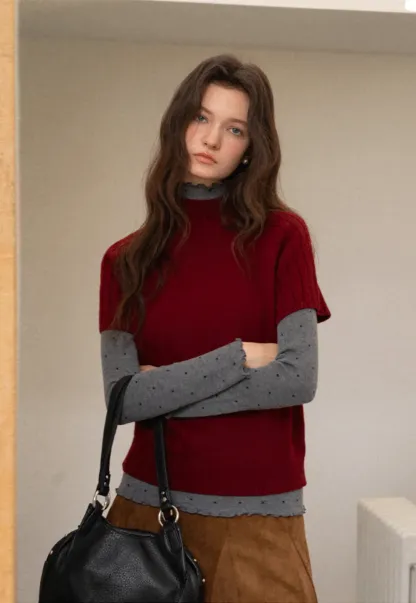 Olive Short Sleeve Mock Neck Knit Top