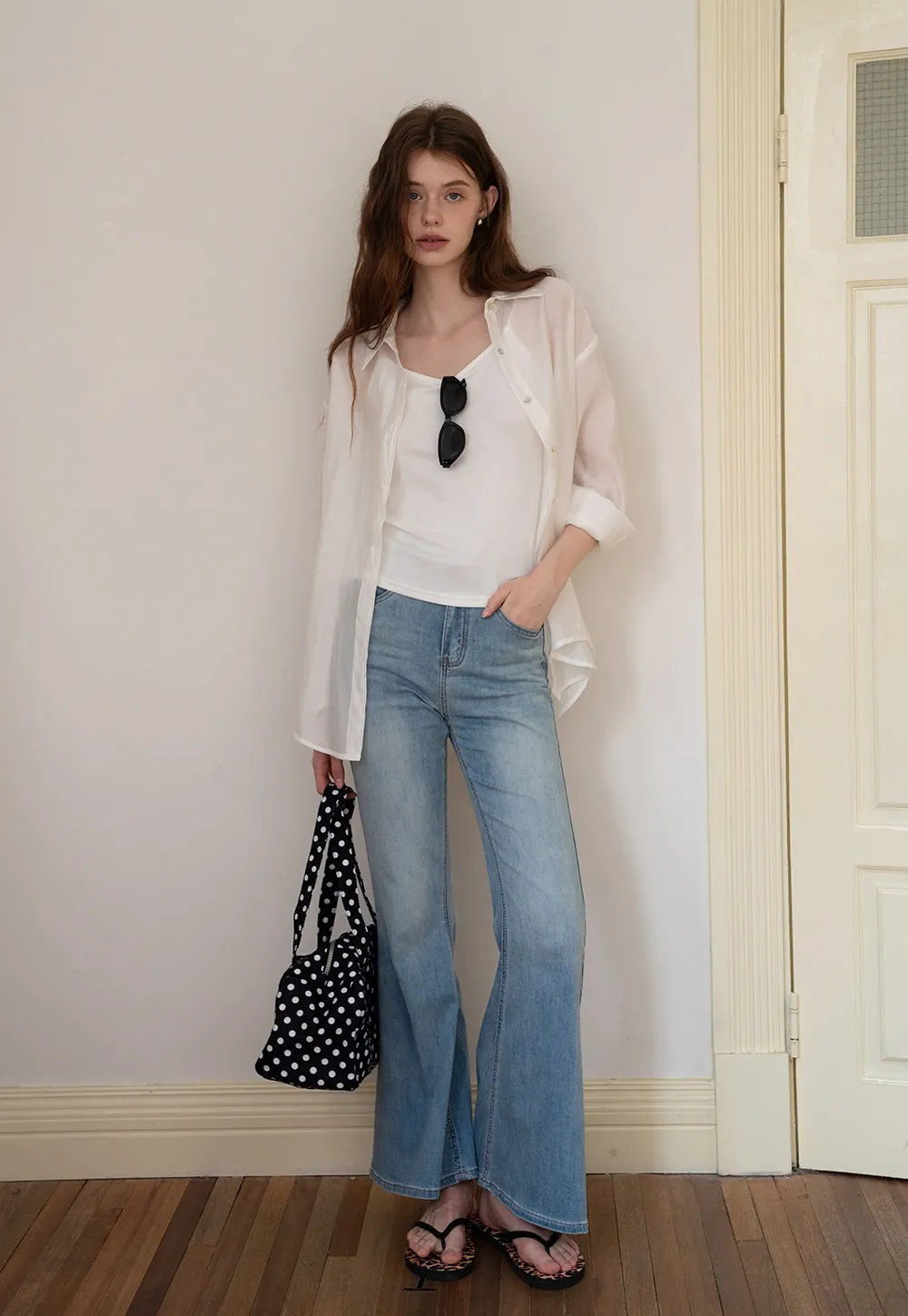 Women’s Button-up Shirt with Rolled Sleeves And Camis