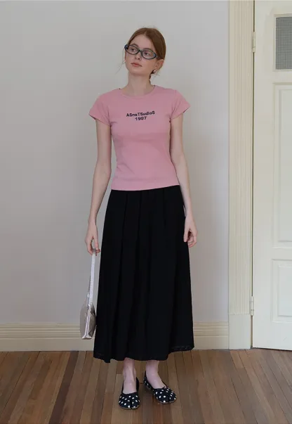 Slim Fit Contrast Letter Tee for Women