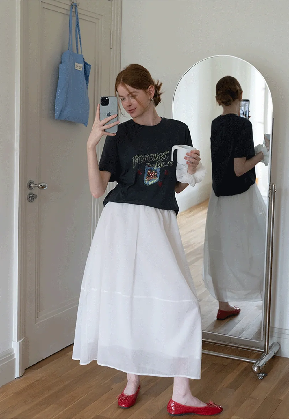 Women’s Elastic-Waist Flowy Midi Skirt