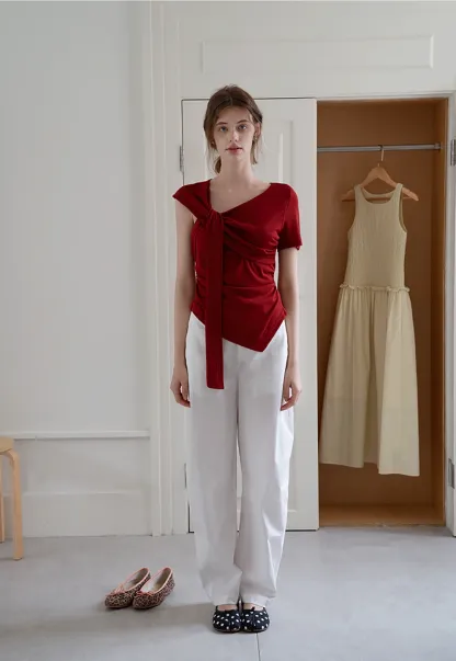Asymmetrical Tie-Front T-Shirts