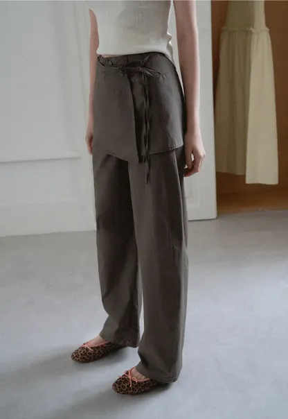 Women's Linen Pants with Detachable Flap