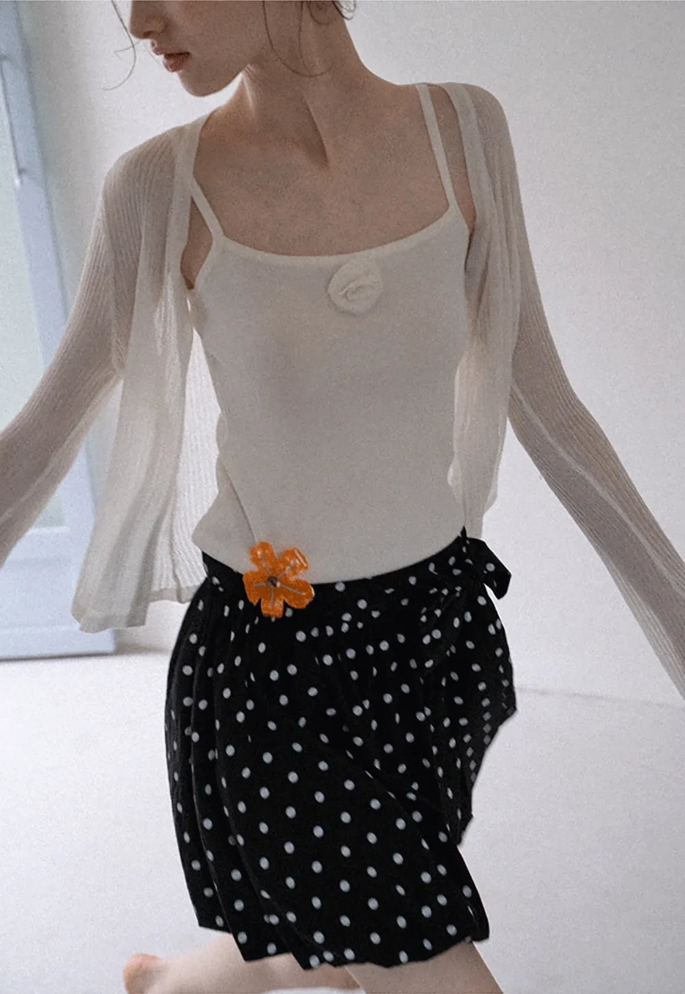 Women's Knit Cami and Sheer Cardigan Set