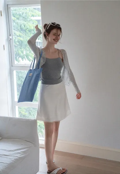 Women Ruffle Ribbed Knit Button Cardigan