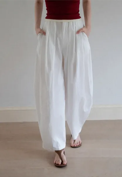 Women's High Waist Pleated Wide Leg Trousers
