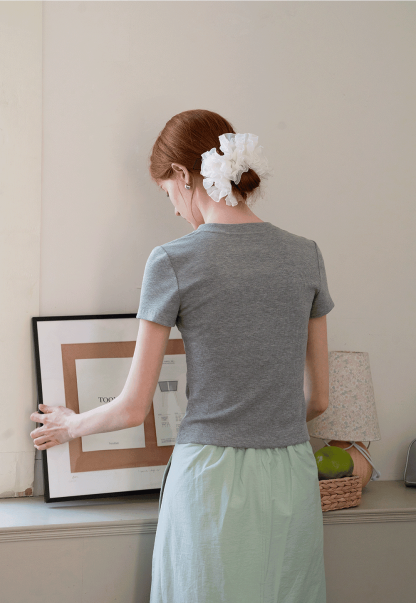 Women’s Ribbed Button Neck T-Shirt