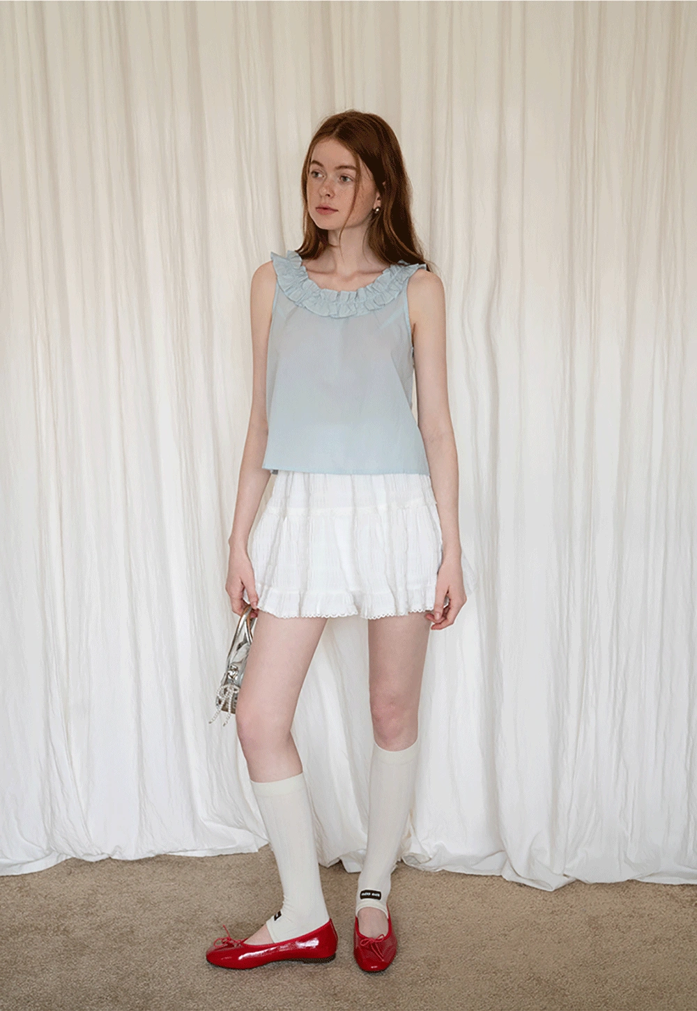Lace-Trim White Tiered Skirt