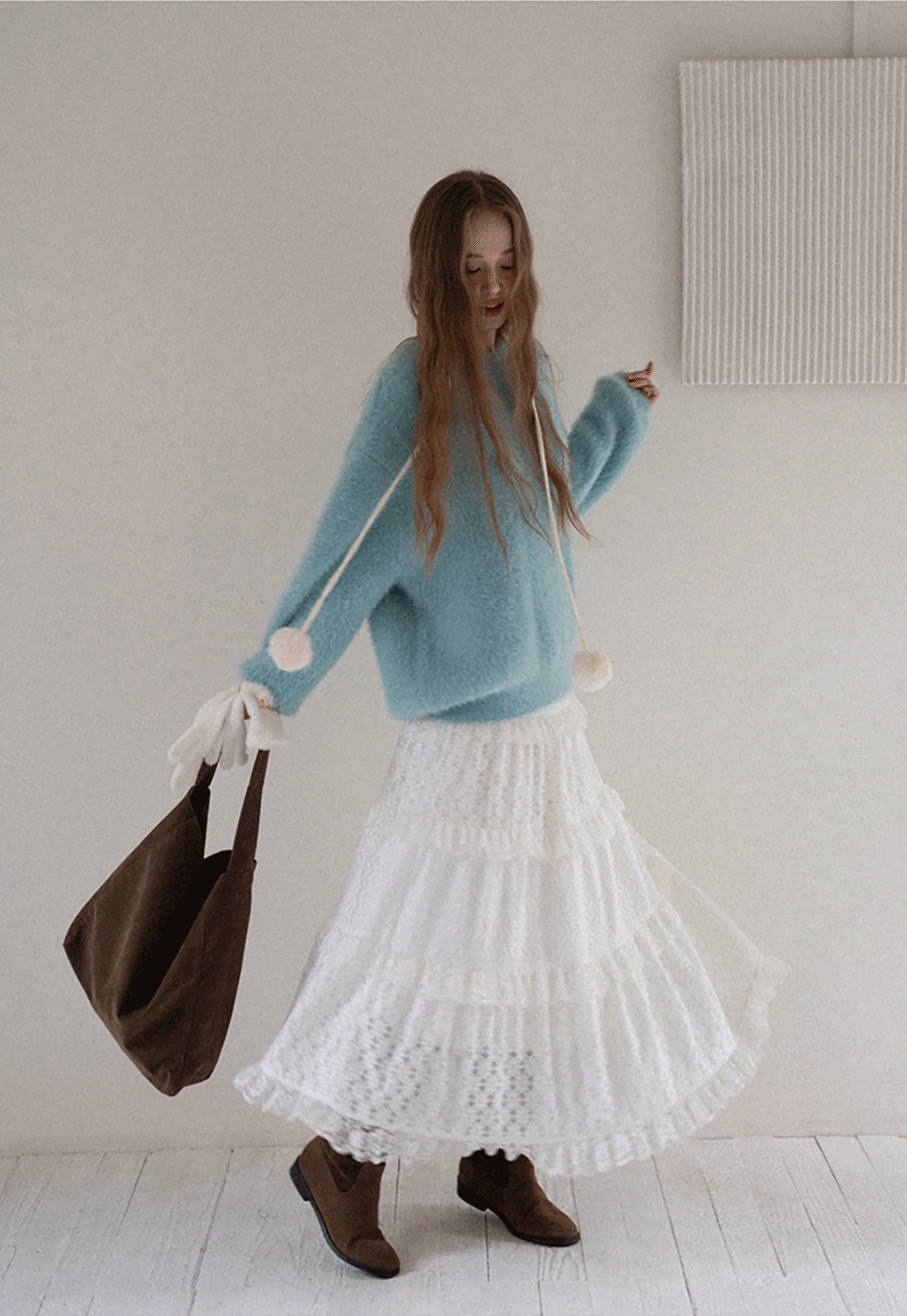 Womens Fluffy Long Sleeve Sweater