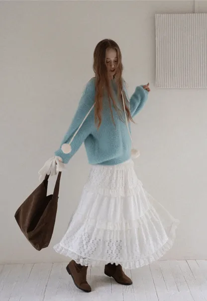 Womens Fluffy Long Sleeve Sweater